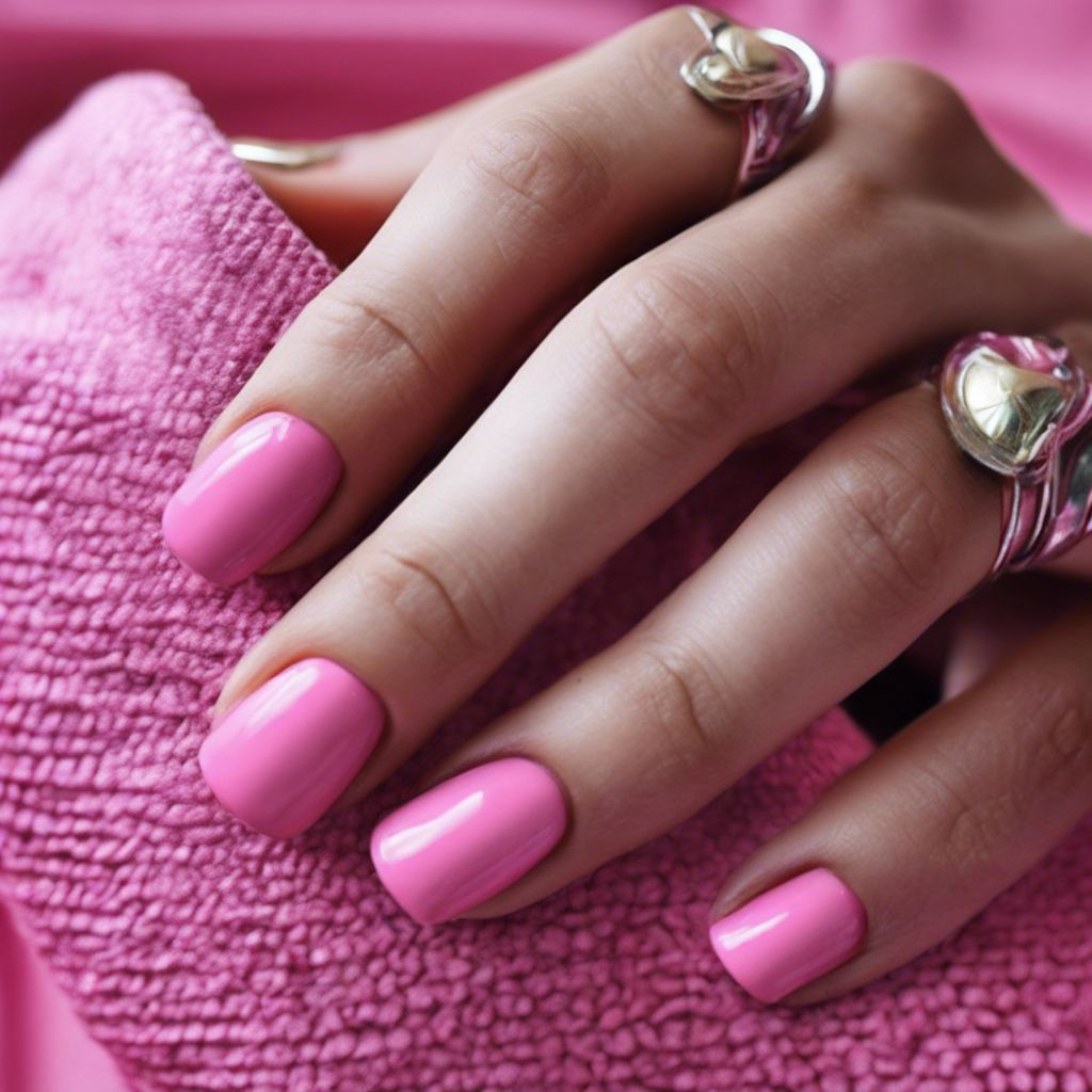 Glossy pink gel manicure